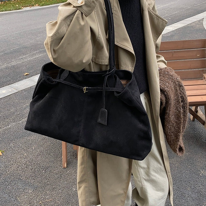 Valantomode | Velvet Goliath Executive – 52cm Premium Vegan Suede XL Oversized Tote with Silver Accents