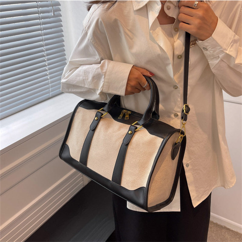 Valantomode | Odyssey Two-Tone Duffle – Premium Canvas & Vegan Leather Weekend Travel Bag