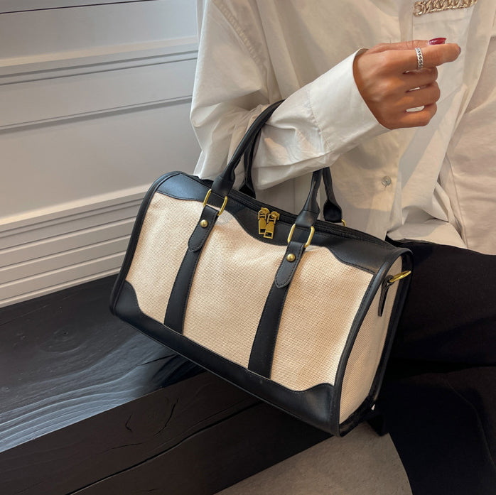 Valantomode | Odyssey Two-Tone Duffle – Premium Canvas & Vegan Leather Weekend Travel Bag