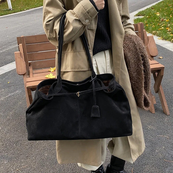 Valantomode | Velvet Goliath Executive – 52cm Premium Vegan Suede XL Oversized Tote with Silver Accents