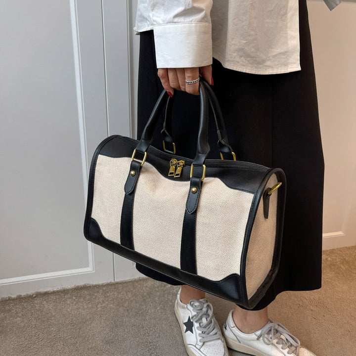 Valantomode | Odyssey Two-Tone Duffle – Premium Canvas & Vegan Leather Weekend Travel Bag