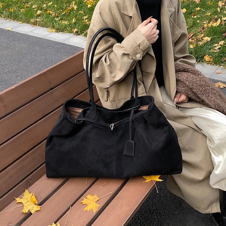 Valantomode | Velvet Goliath Executive – 52cm Premium Vegan Suede XL Oversized Tote with Silver Accents
