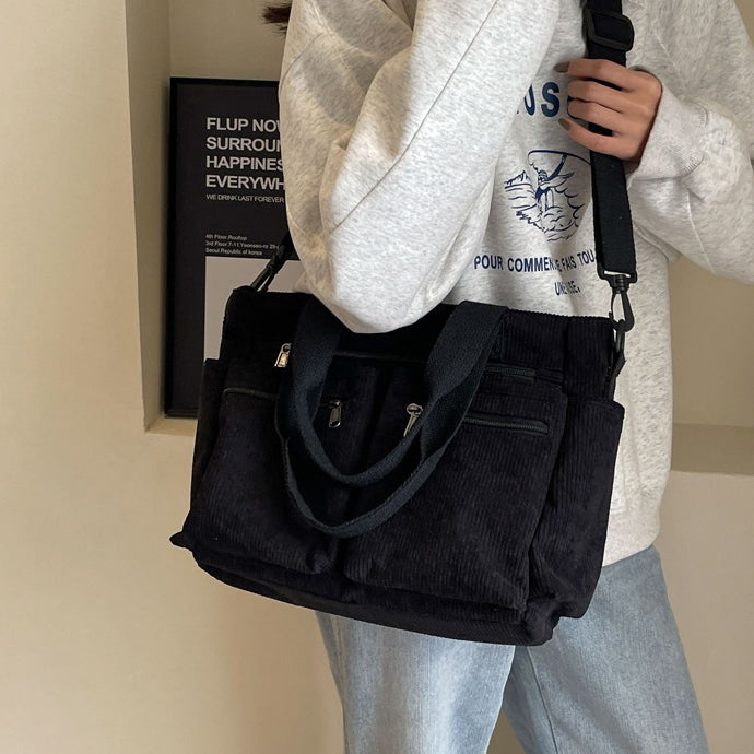 Valantomode | Velvet Ribbed Garrison – Premium Corduroy Water-Resistant Business Tote & Book Bag