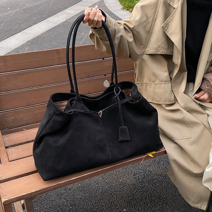 Valantomode | Velvet Goliath Executive – 52cm Premium Vegan Suede XL Oversized Tote with Silver Accents