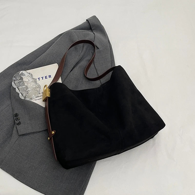 Valantomode | Velvet Sovereign Garrison – Premium Vegan Suede Large Executive Tote & Shoulder Bag
