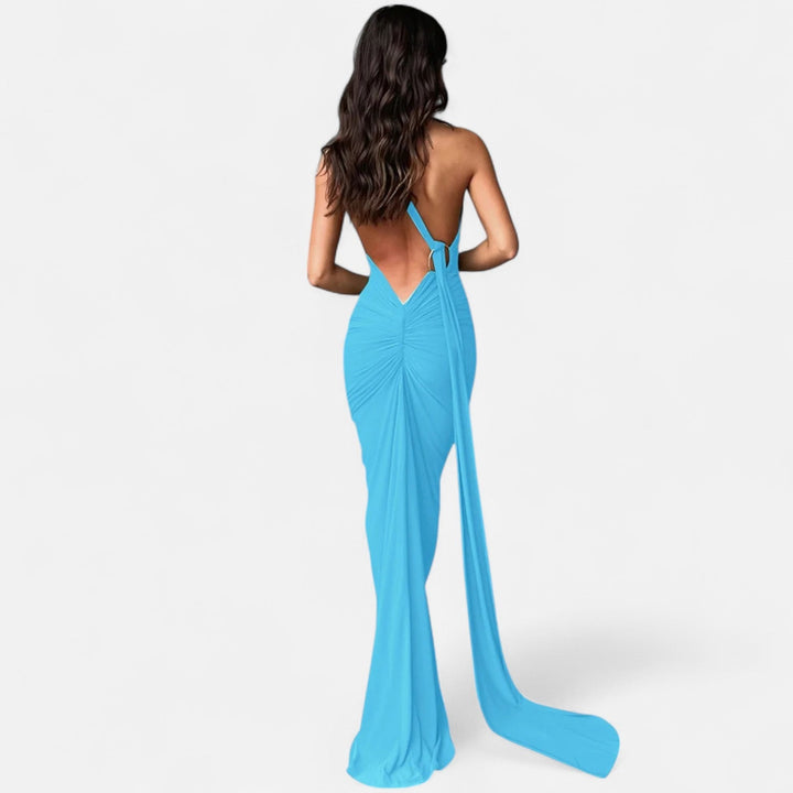 Valantomode  | Women’s Backless Scarf-Tie Evening Dress