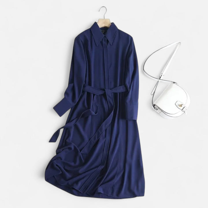 Valantomode | Women’s Slim-Fit Cotton-Blend Midi Dress with Belt
