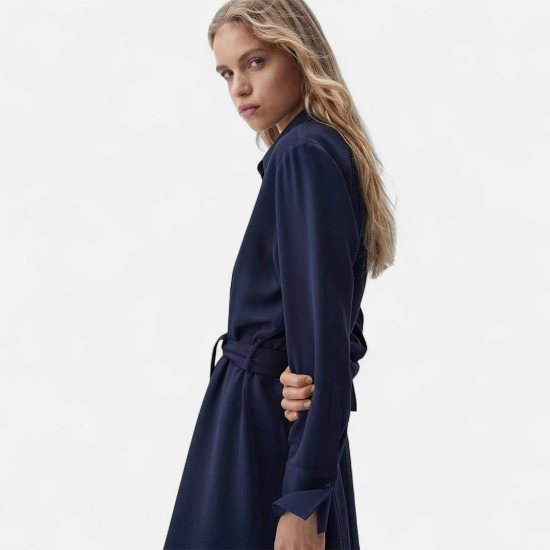 Valantomode | Women’s Slim-Fit Cotton-Blend Midi Dress with Belt