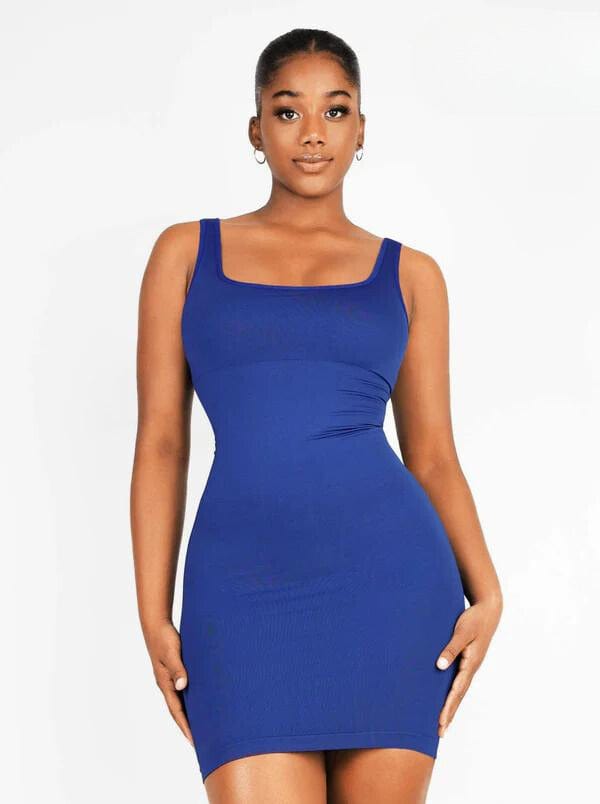 Valantomode | Bodycon Mini Dress with Square Neck and Removable Pads - Snatched Shapewear