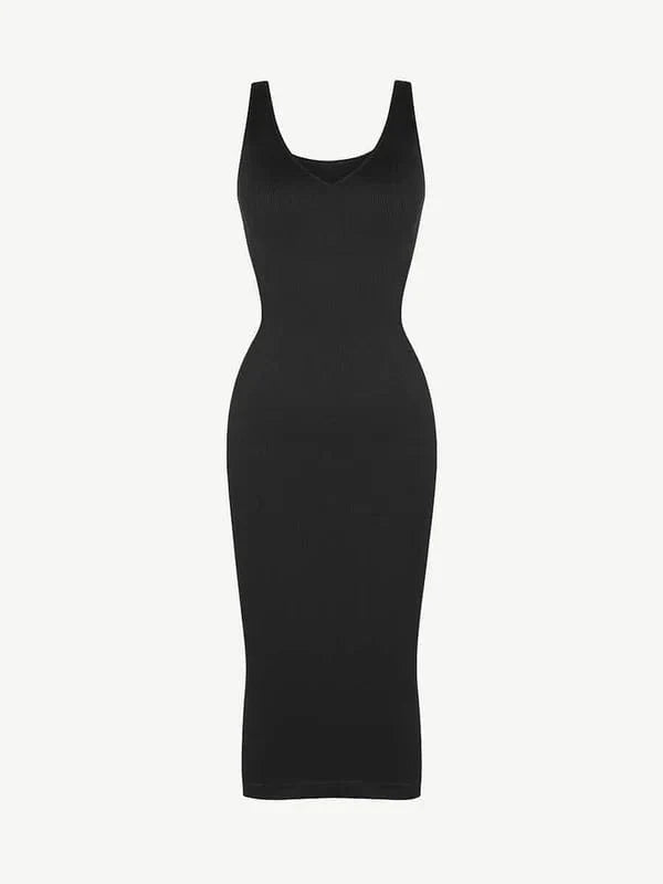 Valantomode | Removable Pad Deep V Neck Bodycon Midi Dress