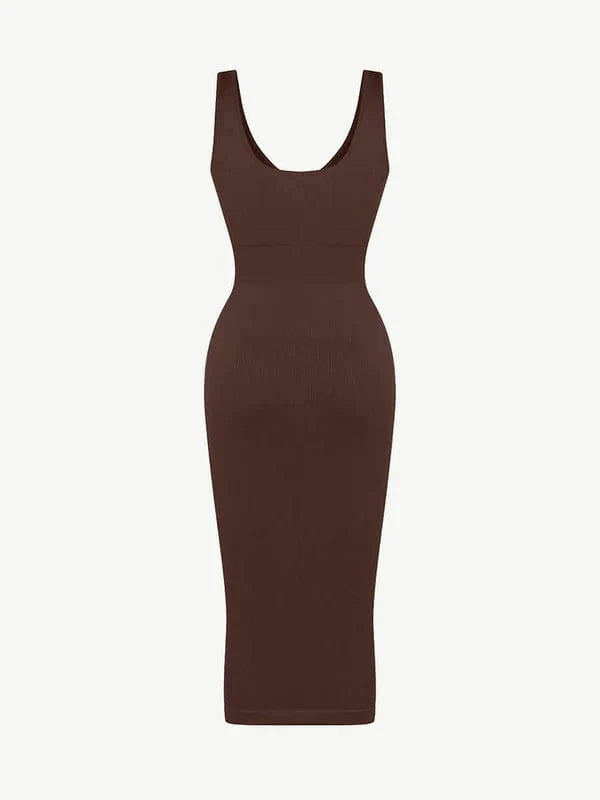 Valantomode | Removable Pad Deep V Neck Bodycon Midi Dress