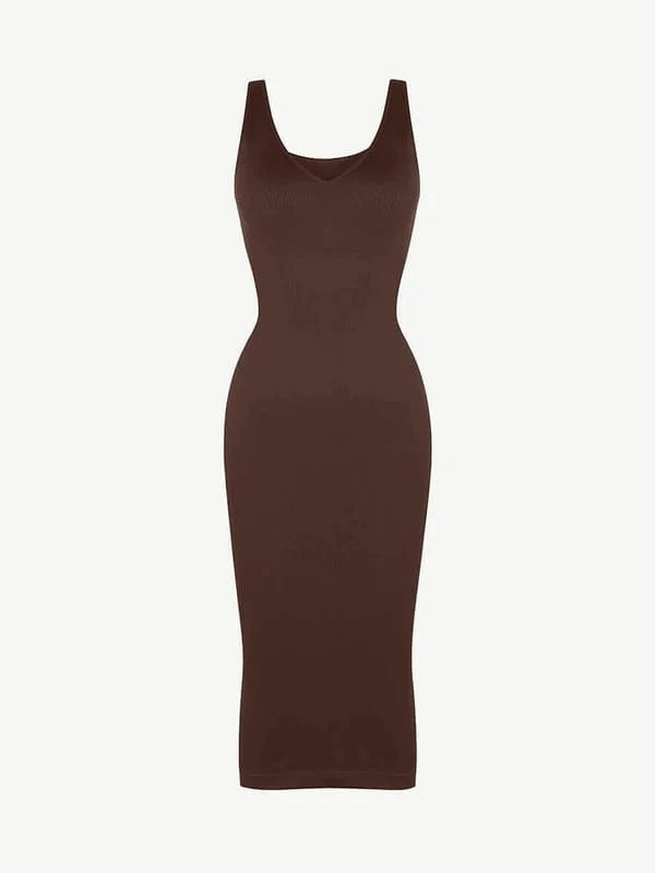 Valantomode | Removable Pad Deep V Neck Bodycon Midi Dress