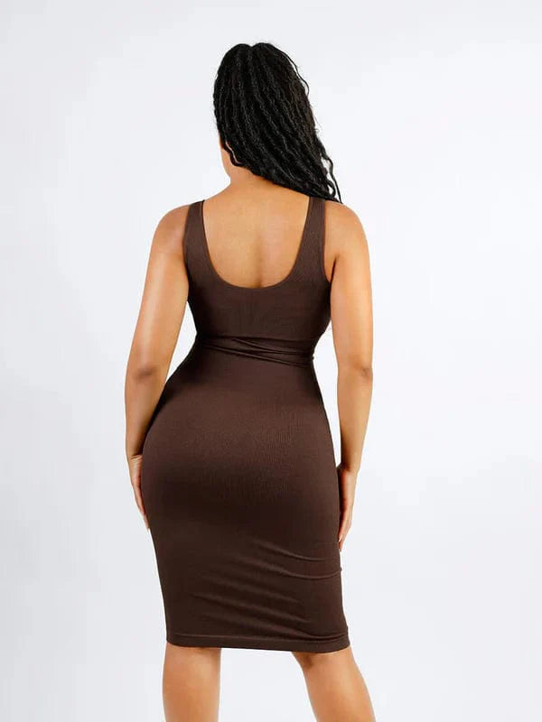 Valantomode | Removable Pad Deep V Neck Bodycon Midi Dress