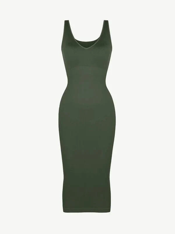Valantomode | Removable Pad Deep V Neck Bodycon Midi Dress