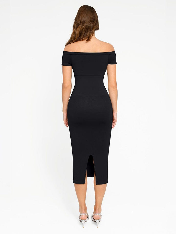 Valantomode | Smooth Off-Shoulder Bodycon Midi Dress