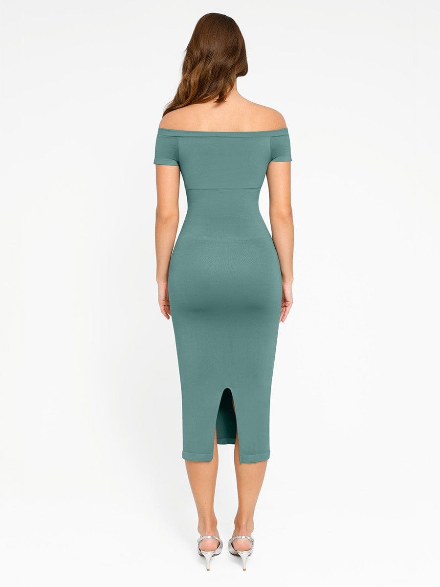 Valantomode | Smooth Off-Shoulder Bodycon Midi Dress