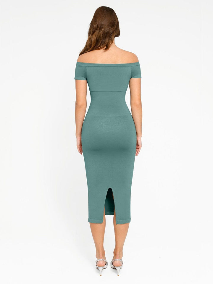 Valantomode | Smooth Off-Shoulder Bodycon Midi Dress