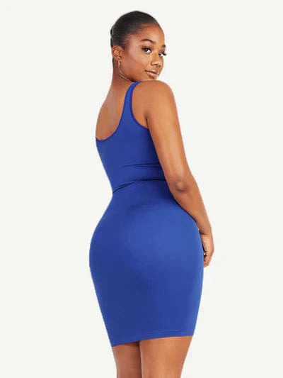 Valantomode | Bodycon Mini Dress with Square Neck and Removable Pads - Snatched Shapewear