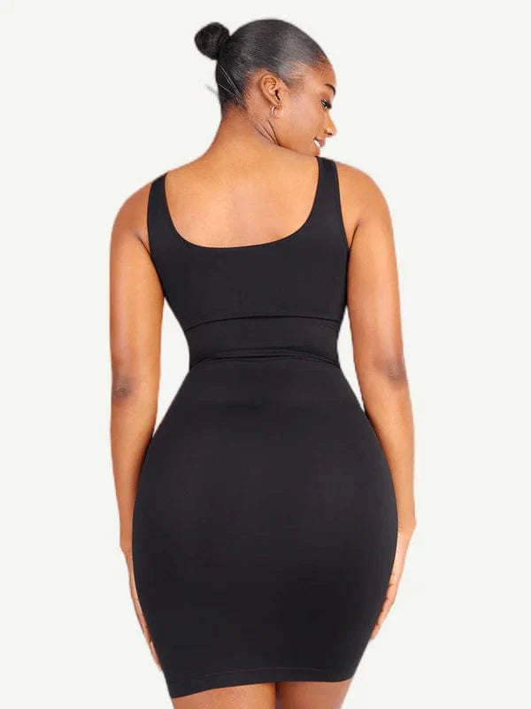 Valantomode | Bodycon Mini Dress with Square Neck and Removable Pads - Snatched Shapewear