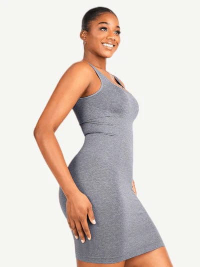 Valantomode | Bodycon Mini Dress with Square Neck and Removable Pads - Snatched Shapewear
