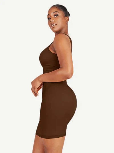 Valantomode | Bodycon Mini Dress with Square Neck and Removable Pads - Snatched Shapewear