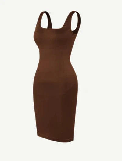 Valantomode | Bodycon Mini Dress with Square Neck and Removable Pads - Snatched Shapewear