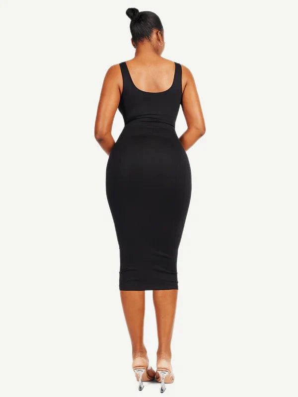 Valantomode | Bodycon Midi Dress with Tummy Control Shapewear