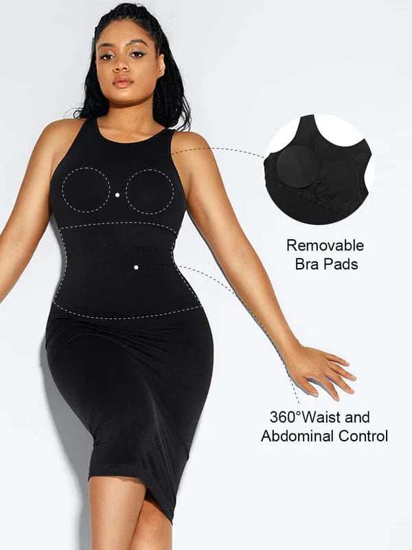 Valantomode | Bodycon Midi Dress with Tummy Control Shapewear