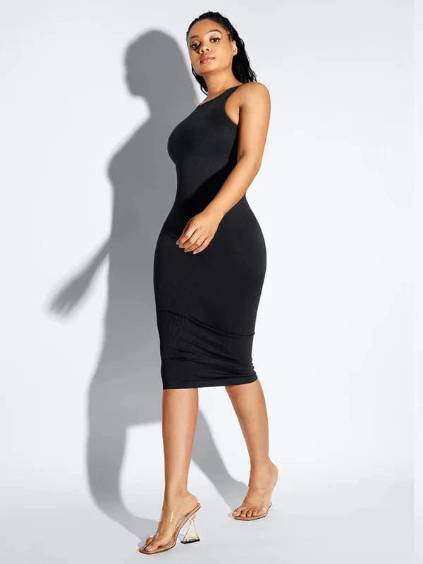 Valantomode | Bodycon Midi Dress with Tummy Control Shapewear