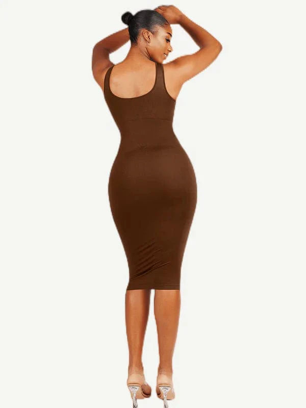 Valantomode | Bodycon Midi Dress with Tummy Control Shapewear
