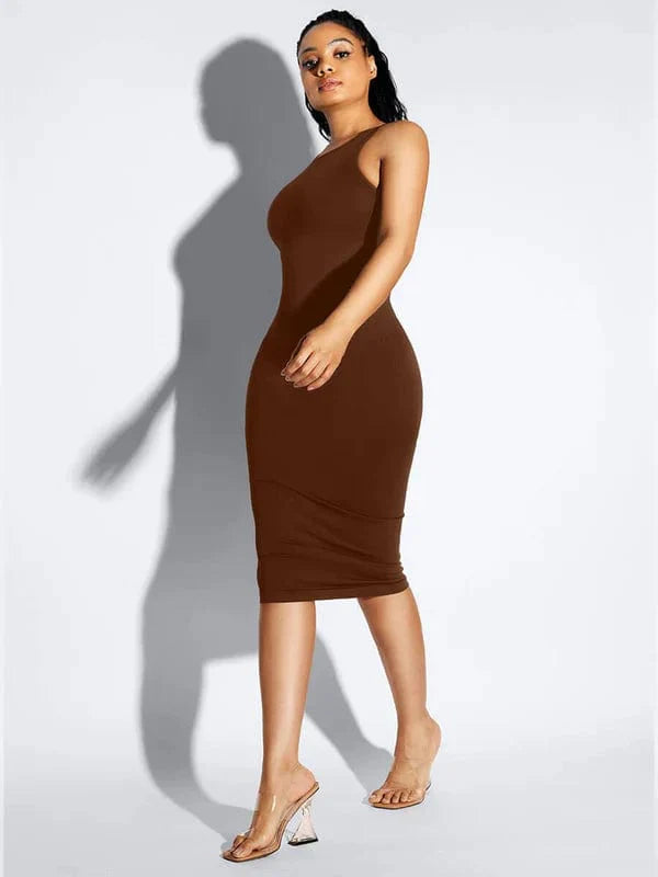 Valantomode | Bodycon Midi Dress with Tummy Control Shapewear