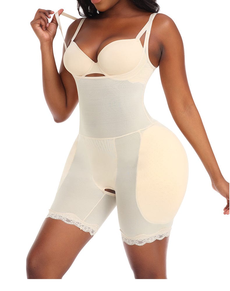 Valantomode | Lace Shaping Bodysuit with Open Bust and Hip Pads