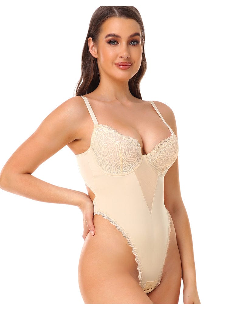 Valantomode | Lace Shapewear Bodysuit with Built-In Bra for Sculpting Low Back