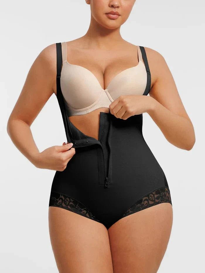 Valantomode | Front-Zip Waist-Slimming Shapewear with Tummy Control and U-Shaped Open Bust Support