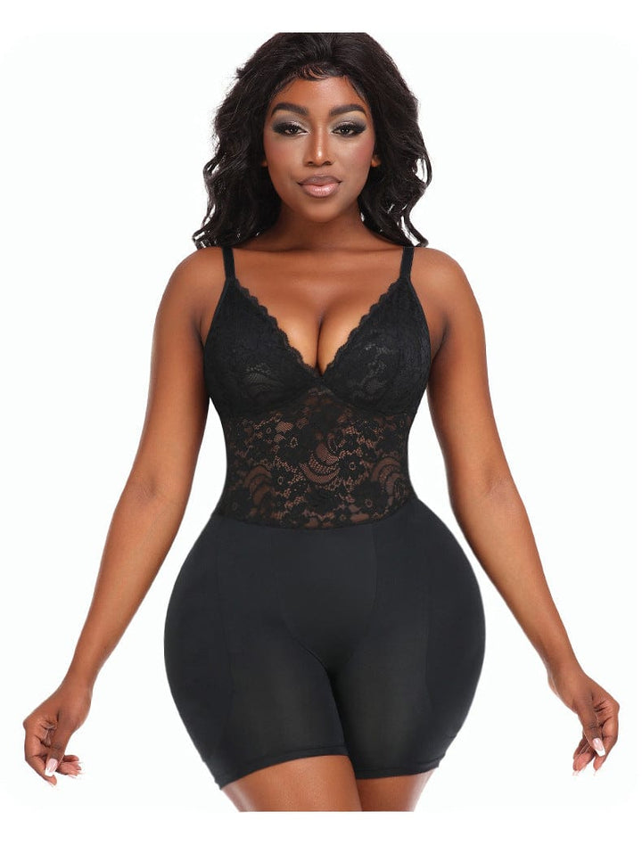 Valantomode | Lace Shaping Bodysuit with Built-In Bra and Hip Pads for a Lifted Look