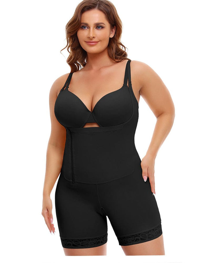 Valantomode | Plus Size Open Bust Shaping Bodysuit with Side Zipper Closure