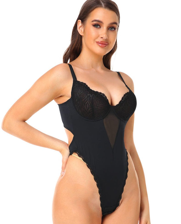Valantomode | Lace Shapewear Bodysuit with Built-In Bra for Sculpting Low Back