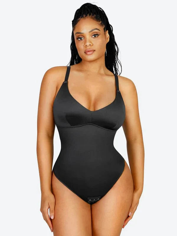 Valantomode | Shaping Thong Bodysuit with Tummy Control and Elastic Mesh