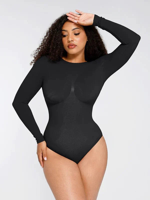 Valantomode | Long Sleeve Deep Back Tummy Control Shapewear Bodysuit