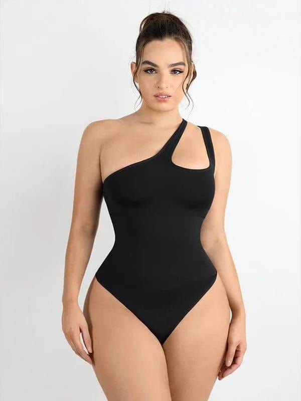 Valantomode | One-Shoulder Shapewear Bodysuit with Tummy Control