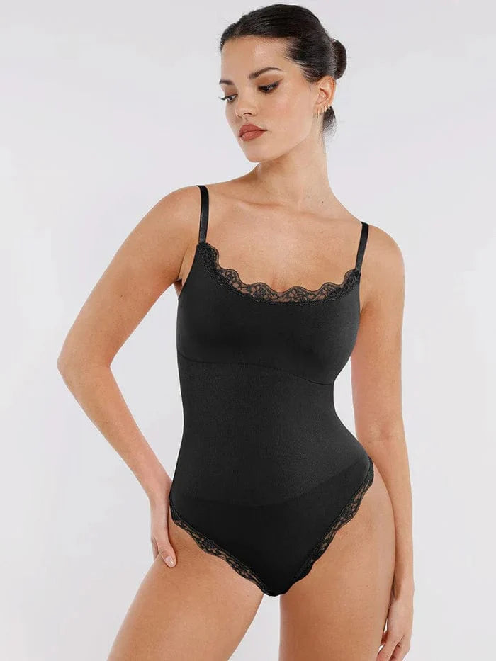 Valantomode | Smooth Lace-Trimmed Slimming Cami Bodysuit