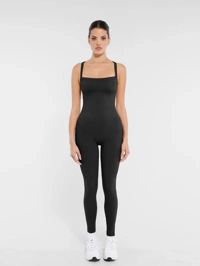Valantomode | Seamless Yoga Bodysuit with Built-in Bra and Sculpted Butterfly Back