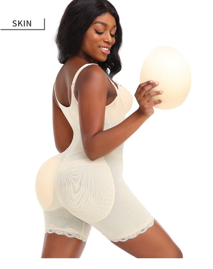 Valantomode | Lace Shaper Bodysuit with Breathable Fabric, Removable Hip Pads, and Adjustable Straps