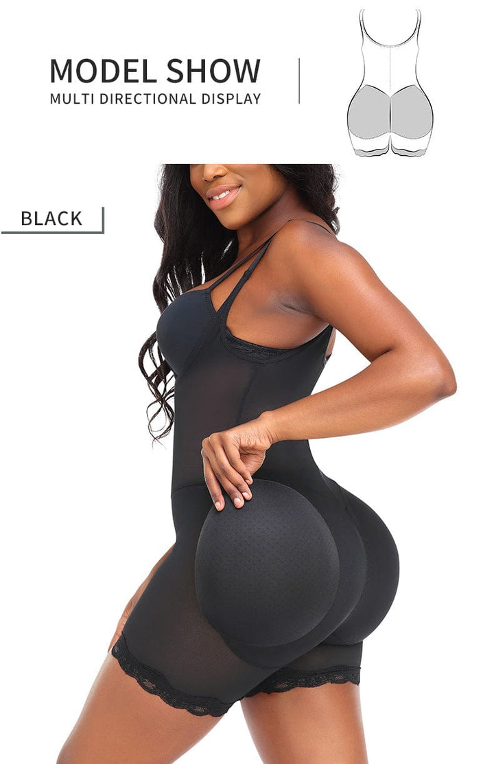 Valantomode | Lace Shaper Bodysuit with Breathable Fabric, Removable Hip Pads, and Adjustable Straps