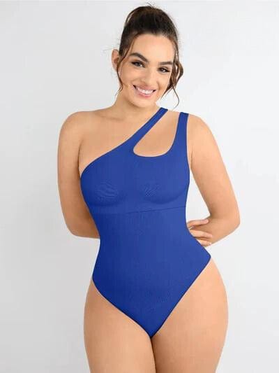 Valantomode | One-Shoulder Shapewear Bodysuit with Tummy Control
