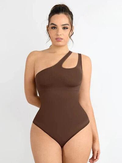 Valantomode | One-Shoulder Shapewear Bodysuit with Tummy Control