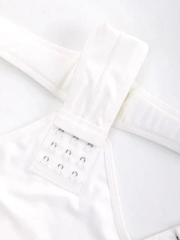 Valantomode | Long Sleeve Deep V Neck Shapewear Thong Bodysuit