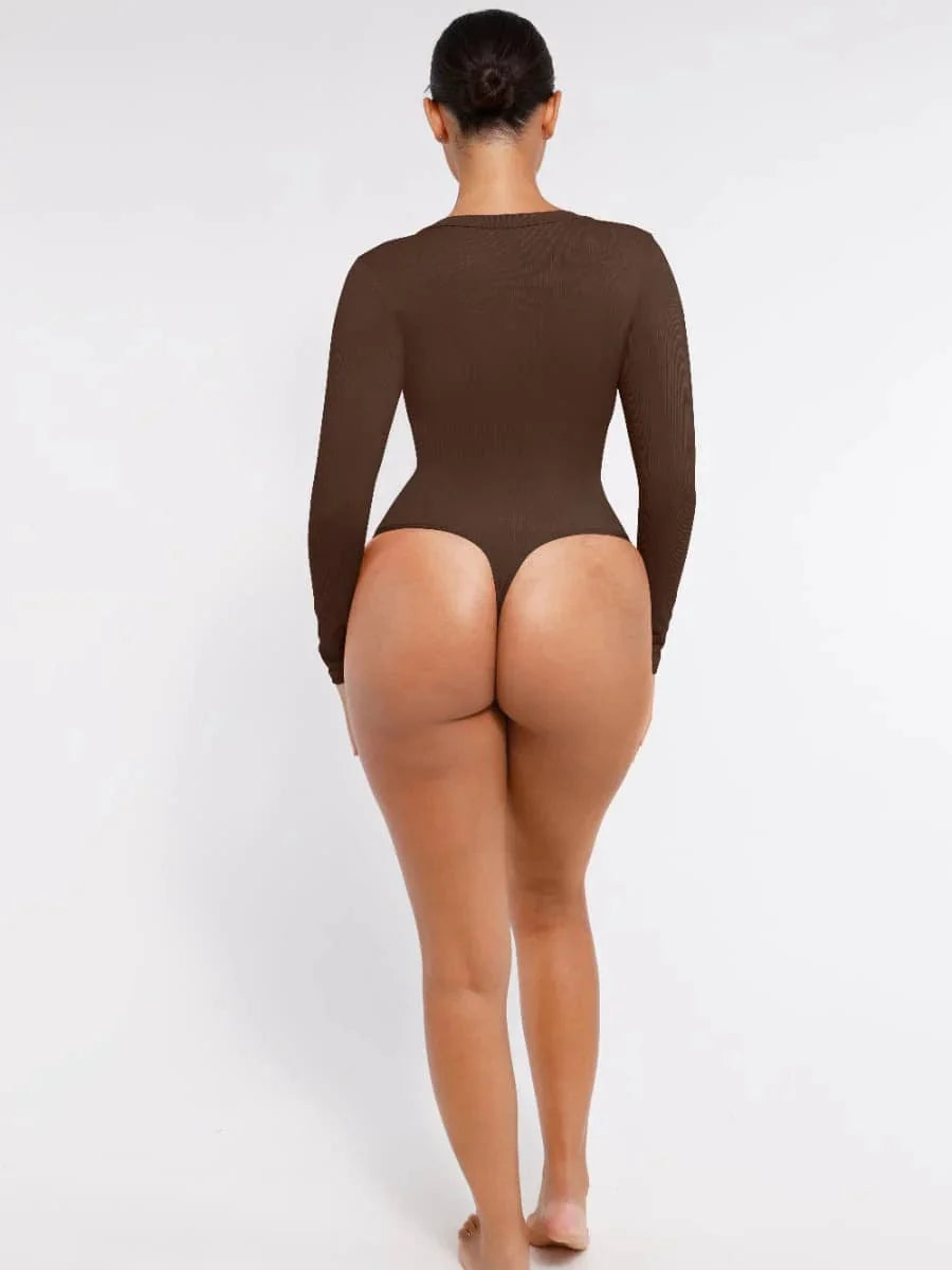 Valantomode | V-Neck Tummy Control Thong Shapewear Bodysuit