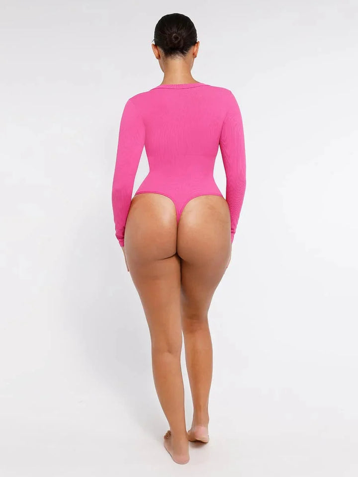 Valantomode | V-Neck Tummy Control Thong Shapewear Bodysuit