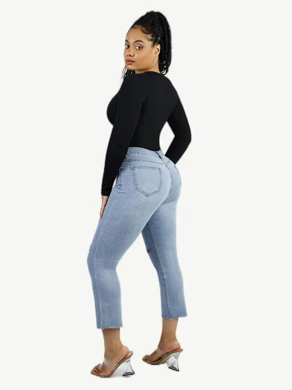 Valantomode | V-Neck Tummy Control Thong Shapewear Bodysuit